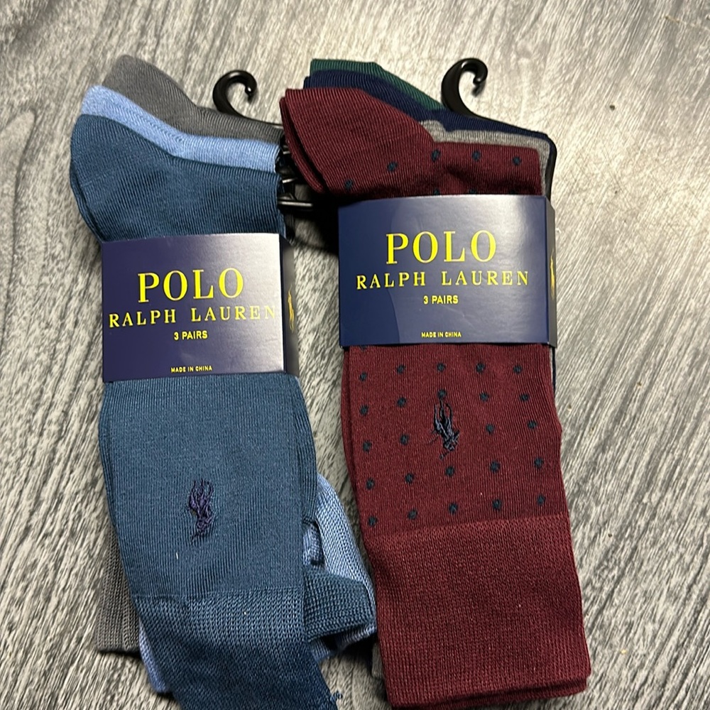 Ralph Lauren dress socks 2 sets of 3 different colors. 2024 style